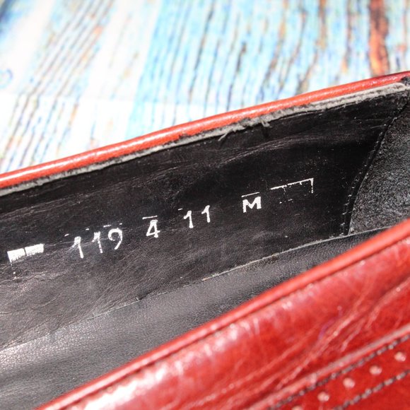 Men's Brown Woven Leather Casual Italian Loafer Dress Shoe Size 11 M - Picture 8 of 9